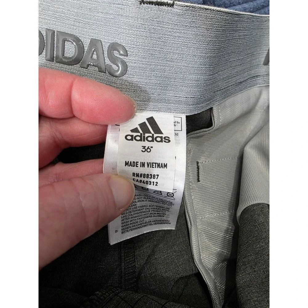 Adidas‎ Golf Mens Grey Grid Pattern Performance Shorts Stretch Waistband